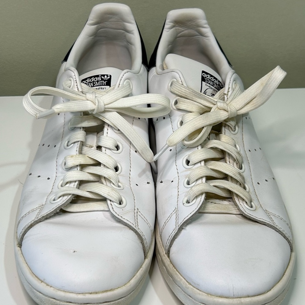 Adidas Stan Smith White Navy Leather Sneakers Men’s 9 Classic Low Top S81020